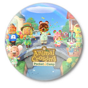 Значок с принтом ANIMAL CROSSING в городе Новоалтайск,  металл | круглая форма, металлическая застежка в виде булавки | animal crossing:new horizons | game | nintendo | анимал кроссинг | животные | звери | игра | нинтендо | пересечение животных