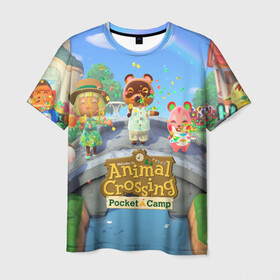 Мужская футболка 3D с принтом ANIMAL CROSSING в городе Новоалтайск, 100% полиэфир | прямой крой, круглый вырез горловины, длина до линии бедер | animal crossing:new horizons | game | nintendo | анимал кроссинг | животные | звери | игра | нинтендо | пересечение животных