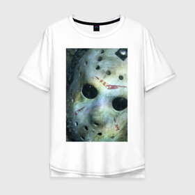 Мужская футболка хлопок Oversize с принтом Friday The 13th Mask в городе Новоалтайск, 100% хлопок | свободный крой, круглый ворот, “спинка” длиннее передней части | friday the 13th | jason voorhees | mask | vdosadir | джейсон вурхиз | маркус ниспель | маска | пятница 13 е