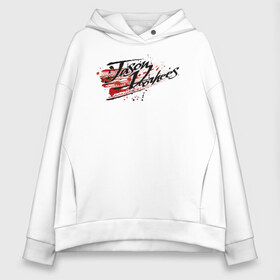 Женское худи Oversize хлопок с принтом Jason Voorhees Logo в городе Новоалтайск, френч-терри — 70% хлопок, 30% полиэстер. Мягкий теплый начес внутри —100% хлопок | боковые карманы, эластичные манжеты и нижняя кромка, капюшон на магнитной кнопке | friday the 13th | jason voorhees | vdosadir | джейсон вурхиз | маркус ниспель | пятница 13 е
