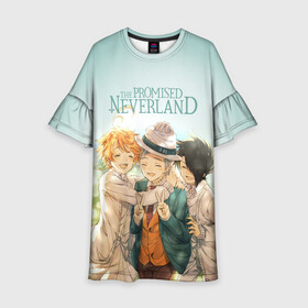 Детское платье 3D с принтом The Promised Neverland в городе Новоалтайск, 100% полиэстер | прямой силуэт, чуть расширенный к низу. Круглая горловина, на рукавах — воланы | anime | emma | mango | the promised neverland | yakusoku no neverland | аниме | манга | обещанная страна грёз | обещанный неверленд
