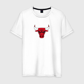 Мужская футболка хлопок с принтом CHICAGO BULLS в городе Новоалтайск, 100% хлопок | прямой крой, круглый вырез горловины, длина до линии бедер, слегка спущенное плечо. | bulls | chicago | chicago bulls | nba | red bulls | usa | америка | быки | нба | сша | чикаго буллс