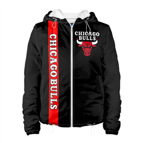 Женская куртка 3D с принтом CHICAGO BULLS в городе Новоалтайск, ткань верха — 100% полиэстер, подклад — флис | прямой крой, подол и капюшон оформлены резинкой с фиксаторами, два кармана без застежек по бокам, один большой потайной карман на груди. Карман на груди застегивается на липучку | bulls | chicago | chicago bulls | nba | red bulls | usa | америка | быки | нба | сша | чикаго буллс