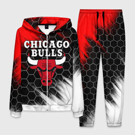 Мужской костюм 3D с принтом CHICAGO BULLS в городе Новоалтайск, 100% полиэстер | Манжеты и пояс оформлены тканевой резинкой, двухслойный капюшон со шнурком для регулировки, карманы спереди | bulls | chicago | chicago bulls | nba | red bulls | usa | америка | быки | нба | сша | чикаго буллс