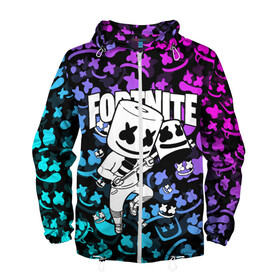 Мужская ветровка 3D с принтом FORTNITE x MARSHMELLO в городе Новоалтайск, 100% полиэстер | подол и капюшон оформлены резинкой с фиксаторами, два кармана без застежек по бокам, один потайной карман на груди | deadmau5 | fortnite | fortnite 2 | fortnite x маршмелло | ikonik | marshmello | ninja | ninja streamer | raven | travis scott | ворон | иконик | ниндзя | пили | рейвен | трэвис скотт | фортнайт