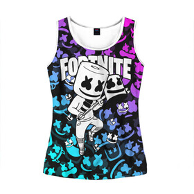 Женская майка 3D с принтом FORTNITE x MARSHMELLO в городе Новоалтайск, 100% полиэстер | круглая горловина, прямой силуэт, длина до линии бедра | deadmau5 | fortnite | fortnite 2 | fortnite x маршмелло | ikonik | marshmello | ninja | ninja streamer | raven | travis scott | ворон | иконик | ниндзя | пили | рейвен | трэвис скотт | фортнайт