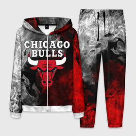 Мужской костюм 3D с принтом CHICAGO BULLS в городе Новоалтайск, 100% полиэстер | Манжеты и пояс оформлены тканевой резинкой, двухслойный капюшон со шнурком для регулировки, карманы спереди | Тематика изображения на принте: bulls | chicago | chicago bulls | nba | red bulls | usa | америка | быки | нба | сша | чикаго буллс