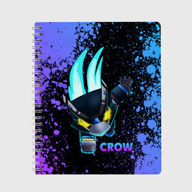 Тетрадь с принтом Brawl Stars CROW в городе Новоалтайск, 100% бумага | 48 листов, плотность листов — 60 г/м2, плотность картонной обложки — 250 г/м2. Листы скреплены сбоку удобной пружинной спиралью. Уголки страниц и обложки скругленные. Цвет линий — светло-серый
 | 8 bit | 8 бит | bibi | brawl | brawl stars | crow | leon | spike | sprout | stars | бравл | бравл старс | браво старс | игра | компьютерная | кров | леон | онлайн | старс