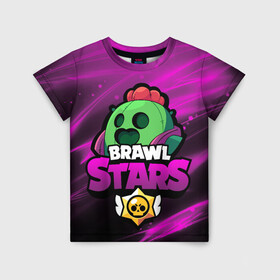 Детская футболка 3D с принтом СПАЙК BRAWL STARS в городе Новоалтайск, 100% гипоаллергенный полиэфир | прямой крой, круглый вырез горловины, длина до линии бедер, чуть спущенное плечо, ткань немного тянется | brawl stars spike | spike | бравл старс спайк | бравлер | кактус | спайк | спайк brawl stars