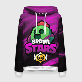 Женская толстовка 3D с принтом СПАЙК BRAWL STARS в городе Новоалтайск, 100% полиэстер  | двухслойный капюшон со шнурком для регулировки, мягкие манжеты на рукавах и по низу толстовки, спереди карман-кенгуру с мягким внутренним слоем. | brawl stars spike | spike | бравл старс спайк | бравлер | кактус | спайк | спайк brawl stars