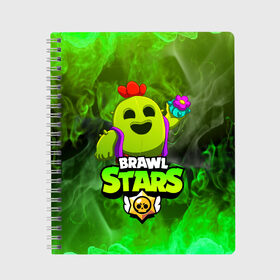Тетрадь с принтом BRAWL STARS SPIKE в городе Новоалтайск, 100% бумага | 48 листов, плотность листов — 60 г/м2, плотность картонной обложки — 250 г/м2. Листы скреплены сбоку удобной пружинной спиралью. Уголки страниц и обложки скругленные. Цвет линий — светло-серый
 | bibi | brawl stars | coach mike | crow | gale | leon | leon shark | max | mecha crow | mortis | mr.p | phoenix | sally leon | sandy | spike | sprout | tara | unicorn | virus 8 bit | werewolf | ворон | оборотень