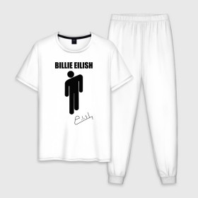 Мужская пижама хлопок с принтом Billie Eilish автограф в городе Новоалтайск, 100% хлопок | брюки и футболка прямого кроя, без карманов, на брюках мягкая резинка на поясе и по низу штанин
 | billie eilish | billie eilish gold | bud guy | logo | автограф билли айлиш | айлиш | айлишь | билли | билли айлиш | блонч | блонш | лого | логотип билли айлиш | подпись | роспись