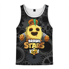 Мужская майка 3D с принтом Brawl Stars Robot Spike в городе Новоалтайск, 100% полиэстер | круглая горловина, приталенный силуэт, длина до линии бедра. Пройма и горловина окантованы тонкой бейкой | brawl stars | brawl stars spike robot | spike | spike robot | бравл кактус | бравл спайк | бравл старс | кактус | робоспайк | спайк | спайк бравл старс