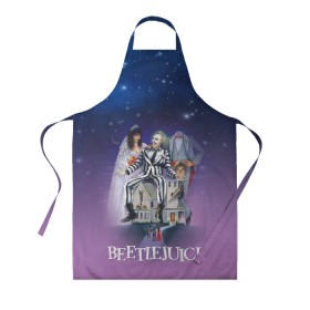 Фартук 3D с принтом Beetlejuice в городе Новоалтайск, 100% полиэстер | общий размер — 65 х 85 см, ширина нагрудника — 26 см, горловина — 53 см, длина завязок — 54 см, общий обхват в поясе — 173 см. Принт на завязках и на горловине наносится с двух сторон, на основной части фартука — только с внешней стороны | beetlejuice | vdpartat | адам | барбара | битлджус | ужасы | черная комедия