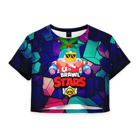 Женская футболка Crop-top 3D с принтом BRAWL STARS (NEW SPROUT) [12] в городе Новоалтайск, 100% полиэстер | круглая горловина, длина футболки до линии талии, рукава с отворотами | 8 bit | android | brawl | brawl stars | clash | clash royale | game | leon | royale | sprout | stars | андроид | игра | кольт | леон | мобильные игры | спраут
