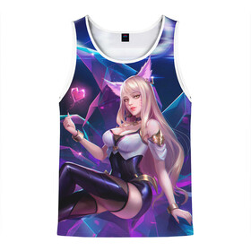 Мужская майка 3D с принтом KDA League of legends в городе Новоалтайск, 100% полиэстер | круглая горловина, приталенный силуэт, длина до линии бедра. Пройма и горловина окантованы тонкой бейкой | art | dota | dota 2 | fan | game | hero | league | league of legends | legends | lol | moba | mobile legend | riot game | герои | детские | дота | женские | игра | моба | мужские