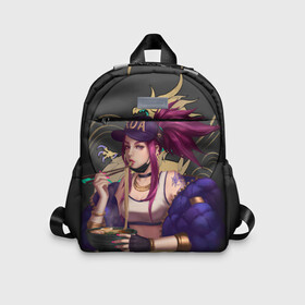 Детский рюкзак 3D с принтом League of legends KDA в городе Новоалтайск, 100% полиэстер | лямки с регулируемой длиной, сверху петелька, чтобы рюкзак можно было повесить на вешалку. Основное отделение закрывается на молнию, как и внешний карман. Внутри дополнительный карман. По бокам два дополнительных кармашка | art | dota | dota 2 | fan | game | hero | league | league of legends | legends | lol | moba | mobile legend | riot game | герои | детские | дота | женские | игра | моба | мужские