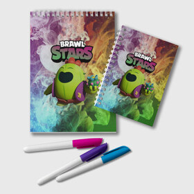Блокнот с принтом Brawl Stars Spike в городе Новоалтайск, 100% бумага | 48 листов, плотность листов — 60 г/м2, плотность картонной обложки — 250 г/м2. Листы скреплены удобной пружинной спиралью. Цвет линий — светло-серый
 | Тематика изображения на принте: brawl spike | brawl stars | spike | spike brawl | бравл кактус | бравл спайк | бравл старс | кактус | робоспайк | спайк | спайк бравл старс