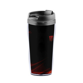 Термокружка-непроливайка с принтом MONSTER ENERGY (+спина) (Z) в городе Новоалтайск, внутренняя часть — пищевой пластик, наружная часть — прозрачный пластик, между ними — полиграфическая вставка с рисунком | объем — 350 мл, герметичная крышка | black monster | bmx | claw | cybersport | energy | monster | monster energy | moto | motocross | race | sport | киберспорт | когти | монстер энерджи | монстр | мото | мотокросс | ралли | скейтбординг | спорт | то | энергия