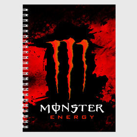 Тетрадь с принтом MONSTER ENERGY (Z) в городе Новоалтайск, 100% бумага | 48 листов, плотность листов — 60 г/м2, плотность картонной обложки — 250 г/м2. Листы скреплены сбоку удобной пружинной спиралью. Уголки страниц и обложки скругленные. Цвет линий — светло-серый
 | Тематика изображения на принте: black monster | bmx | claw | cybersport | energy | monster | monster energy | moto | motocross | race | sport | киберспорт | когти | монстер энерджи | монстр | мото | мотокросс | ралли | скейтбординг | спорт | энергия