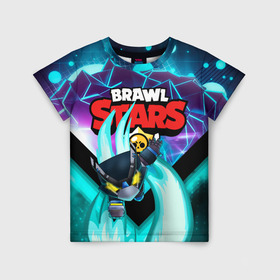 Детская футболка 3D с принтом BRAWL STARS MECHA CROW. в городе Новоалтайск, 100% гипоаллергенный полиэфир | прямой крой, круглый вырез горловины, длина до линии бедер, чуть спущенное плечо, ткань немного тянется | 8 bit | brawl stars | crow | gale | leon | leon shark | max | mecha | mecha crow | mr.p | sally leon | shark | tara | virus 8 bit | werewolf leon | акула | берли | бравл старс | ворон | макс | оборотень