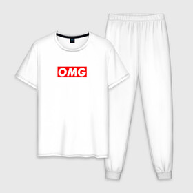 Мужская пижама хлопок с принтом OMG STYLE в городе Новоалтайск, 100% хлопок | брюки и футболка прямого кроя, без карманов, на брюках мягкая резинка на поясе и по низу штанин
 | casual | kek | lol | omg | кек | лол | модные | надписи | омг | фразы