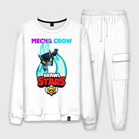 Мужской костюм хлопок с принтом BRAWL STARS MECHA CROW в городе Новоалтайск, 100% хлопок | на свитшоте круглая горловина, мягкая резинка по низу. Брюки заужены к низу, на них два вида карманов: два “обычных” по бокам и два объемных, с клапанами, расположенные ниже линии бедра. Брюки с мягкой трикотажной резинкой на поясе и по низу штанин. В поясе для дополнительного комфорта — широкие завязки | 8 bit | brawl stars | crow | gale | leon | leon shark | max | mecha | mecha crow | mr.p | sally leon | shark | tara | virus 8 bit | werewolf leon | акула | берли | бравл старс | ворон | макс | оборотень