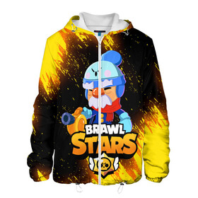 Мужская куртка 3D с принтом BRAWL STARS GALE. в городе Новоалтайск, ткань верха — 100% полиэстер, подклад — флис | прямой крой, подол и капюшон оформлены резинкой с фиксаторами, два кармана без застежек по бокам, один большой потайной карман на груди. Карман на груди застегивается на липучку | 8 bit | brawl stars | crow | gale | leon | leon shark | max | mecha | mecha crow | mr.p | sally leon | shark | tara | virus 8 bit | werewolf leon | акула | берли | бравл старс | ворон | макс | оборотень