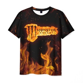 Мужская футболка 3D с принтом FIRE MONSTER ENERGY (Z) в городе Новоалтайск, 100% полиэфир | прямой крой, круглый вырез горловины, длина до линии бедер | black monster | bmx | claw | energy | fire | monster | monster energy | moto | motocross | race | sport | киберспорт | когти | монстер энерджи | монстр | мото | мотокросс | огонь | ралли | скейтбординг | спорт | энергия