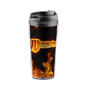 Термокружка-непроливайка с принтом FIRE MONSTER ENERGY (Z) в городе Новоалтайск, внутренняя часть — пищевой пластик, наружная часть — прозрачный пластик, между ними — полиграфическая вставка с рисунком | объем — 350 мл, герметичная крышка | black monster | bmx | claw | energy | fire | monster | monster energy | moto | motocross | race | sport | киберспорт | когти | монстер энерджи | монстр | мото | мотокросс | огонь | ралли | скейтбординг | спорт | энергия