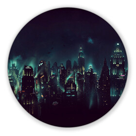 Коврик для мышки круглый с принтом Bioshock Rapture в городе Новоалтайск, резина и полиэстер | круглая форма, изображение наносится на всю лицевую часть | bioshock | bioshok | rapture | биошок | восторг | город | город восторг | затопленный | затопленный город | ночной город | подводный город | подводный мир | рапчер