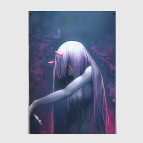 Постер с принтом DARLING IN THE FRANXX в городе Новоалтайск, 100% бумага
 | бумага, плотность 150 мг. Матовая, но за счет высокого коэффициента гладкости имеет небольшой блеск и дает на свету блики, но в отличии от глянцевой бумаги не покрыта лаком | 02 | anime | darling in the franxx | hiro | manga | zero two | аниме | любимый во франксе | манга | милый во франксе | ноль два | хиро