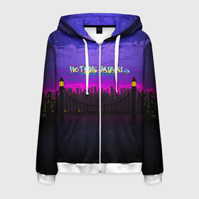 Мужская толстовка 3D на молнии с принтом HOTLINE MIAMI2 в городе Новоалтайск, 100% полиэстер | длина до линии бедра, манжеты и пояс оформлены мягкой тканевой резинкой, двухслойный капюшон со шнурком для регулировки, спереди молния, по бокам два кармана | abstraction games | dennaton games | devolver digital | game | hotline miami | hotline miami 2: wrong number | retrowave | synthwave | мотель | мотель майами