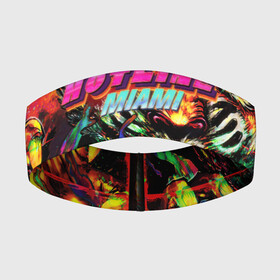 Повязка на голову 3D с принтом HOTLINE MIAMI в городе Новоалтайск,  |  | Тематика изображения на принте: abstraction games | dennaton games | devolver digital | game | hotline miami | hotline miami 2: wrong number | retrowave | synthwave | мотель | мотель майами