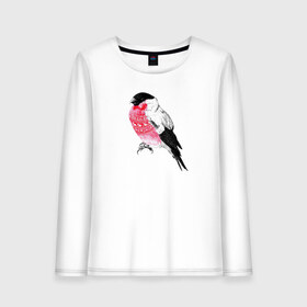Женский лонгслив хлопок Снегирь: в городе Новоалтайск, 100% хлопок |  | арт | животные | картинка | птица снегирь | рисунок | снегирь в свитере