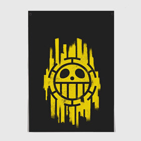 Постер с принтом Skull One Piece в городе Новоалтайск, 100% бумага
 | бумага, плотность 150 мг. Матовая, но за счет высокого коэффициента гладкости имеет небольшой блеск и дает на свету блики, но в отличии от глянцевой бумаги не покрыта лаком | monkey d. luffy | nami | one piece | аниме | большой куш | луффи | манки де луффи | нами | пиратская | пираты | тони | череп | чоппер | шляпа