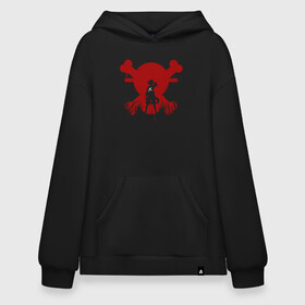 Худи SuperOversize хлопок с принтом Skull D. Luffy в городе Новоалтайск, 70% хлопок, 30% полиэстер, мягкий начес внутри | карман-кенгуру, эластичная резинка на манжетах и по нижней кромке, двухслойный капюшон
 | monkey d. luffy | nami | one piece | аниме | большой куш | луффи | манки де луффи | нами | пиратская | пираты | тони | череп | чоппер | шляпа