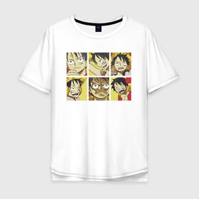 Мужская футболка хлопок Oversize с принтом Monkey D. Luffy в городе Новоалтайск, 100% хлопок | свободный крой, круглый ворот, “спинка” длиннее передней части | monkey d. luffy | nami | one piece | аниме | большой куш | луффи | манки де луффи | нами | пиратская | пираты | тони | череп | чоппер | шляпа