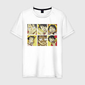 Мужская футболка хлопок с принтом Monkey D. Luffy в городе Новоалтайск, 100% хлопок | прямой крой, круглый вырез горловины, длина до линии бедер, слегка спущенное плечо. | monkey d. luffy | nami | one piece | аниме | большой куш | луффи | манки де луффи | нами | пиратская | пираты | тони | череп | чоппер | шляпа