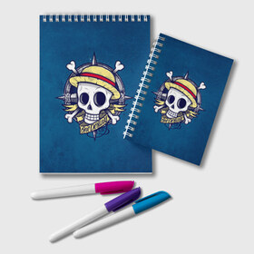 Блокнот с принтом Straw hat pirates в городе Новоалтайск, 100% бумага | 48 листов, плотность листов — 60 г/м2, плотность картонной обложки — 250 г/м2. Листы скреплены удобной пружинной спиралью. Цвет линий — светло-серый
 | Тематика изображения на принте: monkey d. luffy | nami | one piece | аниме | большой куш | луффи | манки де луффи | нами | пиратская | пираты | тони | череп | чоппер | шляпа