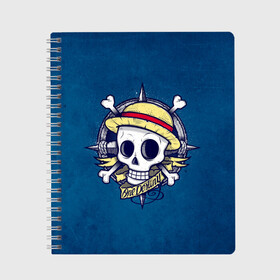 Тетрадь с принтом Straw hat pirates в городе Новоалтайск, 100% бумага | 48 листов, плотность листов — 60 г/м2, плотность картонной обложки — 250 г/м2. Листы скреплены сбоку удобной пружинной спиралью. Уголки страниц и обложки скругленные. Цвет линий — светло-серый
 | monkey d. luffy | nami | one piece | аниме | большой куш | луффи | манки де луффи | нами | пиратская | пираты | тони | череп | чоппер | шляпа