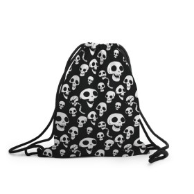 Рюкзак-мешок 3D с принтом Skulls pattern в городе Новоалтайск, 100% полиэстер | плотность ткани — 200 г/м2, размер — 35 х 45 см; лямки — толстые шнурки, застежка на шнуровке, без карманов и подкладки | corpse bride | emily | scraps | tim burtons | vdgerir | victor van dort | wedding | wine of ages | zombie | свадебный букет | тим бертон | труп невесты