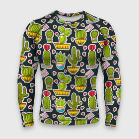 Мужской рашгард 3D с принтом Кактусы в городе Новоалтайск,  |  | pattern | pop art | кактусы | колючки | паттерн | поп арт | тайлинг | текстуры | фоны