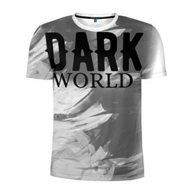 Мужская футболка 3D спортивная с принтом Dark and Light world. в городе Новоалтайск, 100% полиэстер с улучшенными характеристиками | приталенный силуэт, круглая горловина, широкие плечи, сужается к линии бедра | dark and light word | dark world | light word | абстракция | надпись | текст | тёмный мир | тёмный светлый мир | фраза