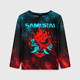 Детский лонгслив 3D с принтом CYBERPUNK 2077 SAMURAI в городе Новоалтайск, 100% полиэстер | длинные рукава, круглый вырез горловины, полуприлегающий силуэт
 | cd project red | cyberpunk 2077 | demon | keanu reeves | samurai | smile | демон | киану ривз | киберпанк 2077 | самураи | смайл