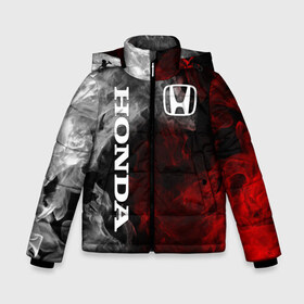 Зимняя куртка для мальчиков 3D с принтом HONDA в городе Новоалтайск, ткань верха — 100% полиэстер; подклад — 100% полиэстер, утеплитель — 100% полиэстер | длина ниже бедра, удлиненная спинка, воротник стойка и отстегивающийся капюшон. Есть боковые карманы с листочкой на кнопках, утяжки по низу изделия и внутренний карман на молнии. 

Предусмотрены светоотражающий принт на спинке, радужный светоотражающий элемент на пуллере молнии и на резинке для утяжки | acura | auto | cr z | honda | honda power | japan | japanese | nsx | sport | авто | автомобиль | автомобильные | акура | бренд | марка | машины | спорт | хонда | япония