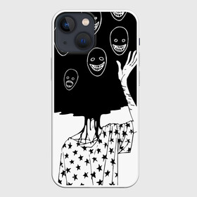 Чехол для iPhone 13 mini с принтом Многоликий | Multi face (Z) в городе Новоалтайск,  |  | Тематика изображения на принте: head | human | monster | взрыв башки | голова | головы | звезды | кукловод | лицемер | марионетка | маска | маски | многоликий | многоликость | монстр | хоррор | чб | человечек | чудовище