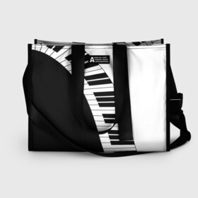Сумка-шоппер 3D с принтом Piano Пианино в городе Новоалтайск, 100% полиэстер | застегивается на металлическую кнопку; внутренний карман застегивается на молнию. Стенки укреплены специальным мягким материалом, чтобы защитить содержимое от несильных ударов
 | black | piano | white | белая | белое | инструмент | клавиши | клавишы | музыка | музыкальный | музыкант | ноты | пиан | пианино | подарок | прикол | текстура | фортепиано | чб | черная | черно | черно белое