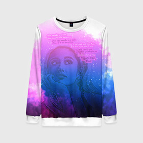 Женский свитшот 3D с принтом Ariana Grande Thank You, Next в городе Новоалтайск, 100% полиэстер с мягким внутренним слоем | круглый вырез горловины, мягкая резинка на манжетах и поясе, свободная посадка по фигуре | ariana grande | art | lyrics | music | singer | sketch | sky | song | space | thank you | ариана гранде | арт | вселенная | музыка | небо | песня | рисунок | спасибо | стихи | текст