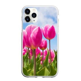 Чехол для iPhone 11 Pro Max матовый с принтом Розовые тюльпаны в городе Новоалтайск, Силикон |  | flowers | бутоны | дача | девушке | женщинам | лепестки | летний | лето | листья | любимая | любовь | небесный | небо | нежный | облака | поляна | природа | растения | романтика | сад | синеенебо | солнечный